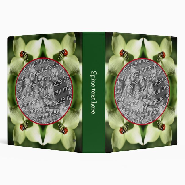 Ladybug Dogwood Flower Frame Create Your Own Photo 3 Ring Binder (Background)