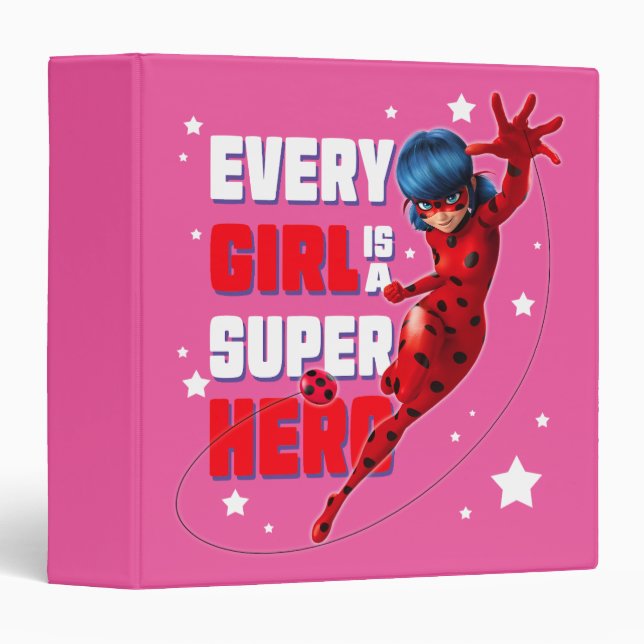 Ladybug Every Girl is a Super Hero 3 Ring Binder (Front/Spine)