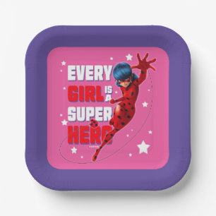 Ladybug Every Girl is a Super Hero Paper Plates