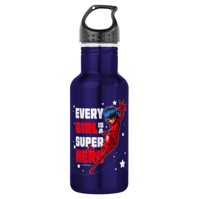 Ladybug Every Girl is a Super Hero Stainless Steel Water Bottle (Front)