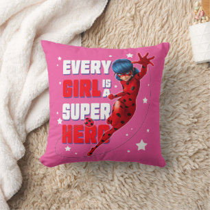 Ladybug Every Girl is a Super Hero Throw Pillow