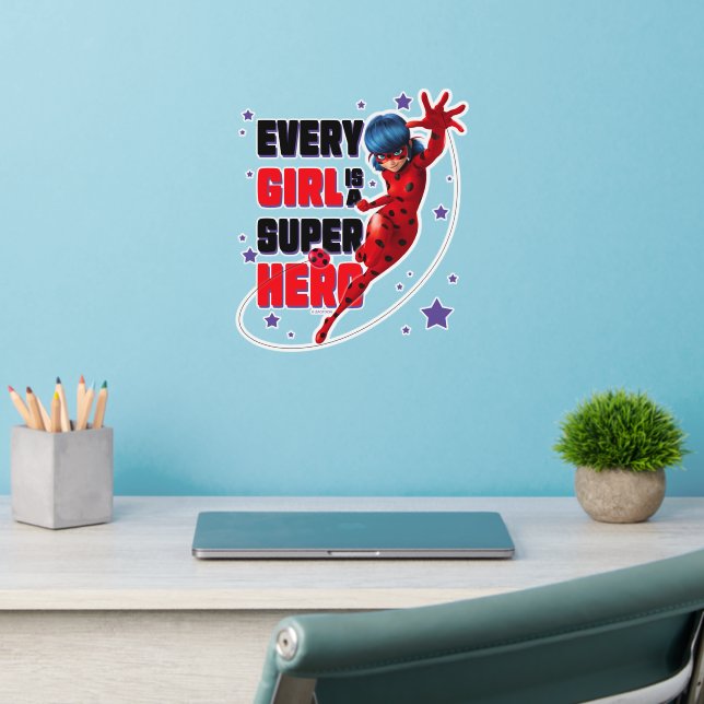 Ladybug Every Girl is a Super Hero Wall Decal (Home Office 2)