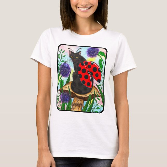 Ladybug Fairy Cat Fantasy Art Shirt (Front)