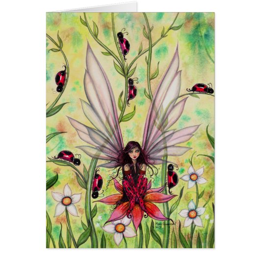 Ladybug Fairy Fantasy Art Illustration Cards (Front)