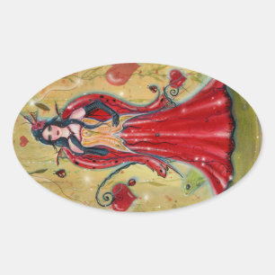 Ladybug Fairy Heart valentine fairy by Renee Oval Sticker