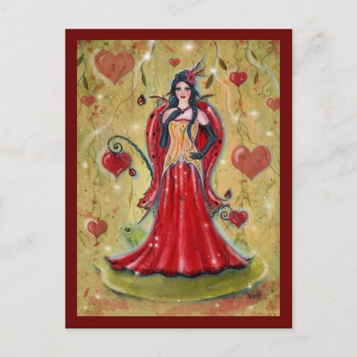 Ladybug Fairy Heart valentine fairy by Renee  Postcard