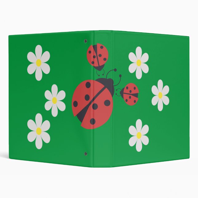ladybug family&daisies 3 ring binder (Background)