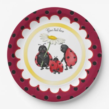 Ladybug Family Stroll Paper Plates by Spice at Zazzle