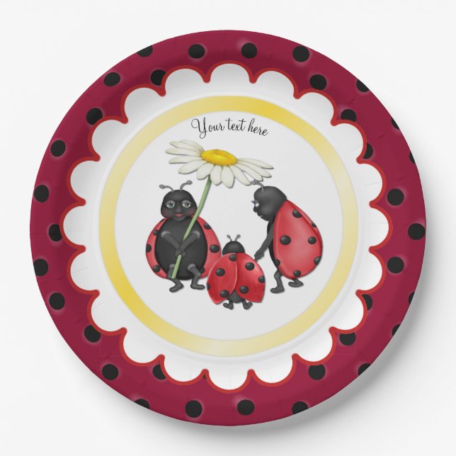 Ladybug Family Stroll Paper Plates (Front)