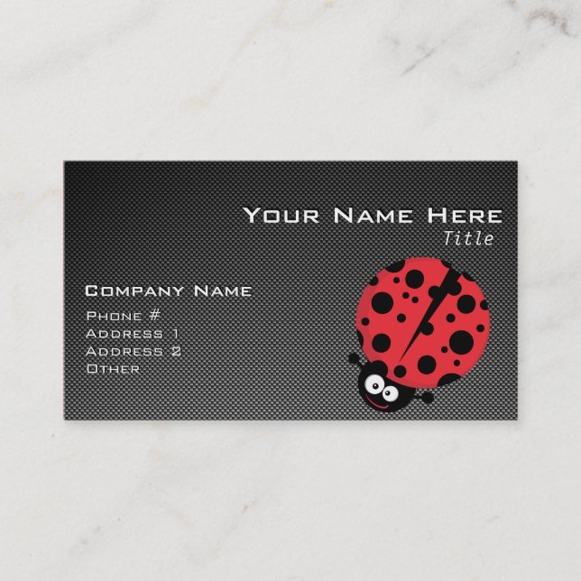 Ladybug; Faux Carbon Fiber Business Card (Front)
