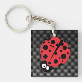 Ladybug; Faux Carbon Fiber Keychain