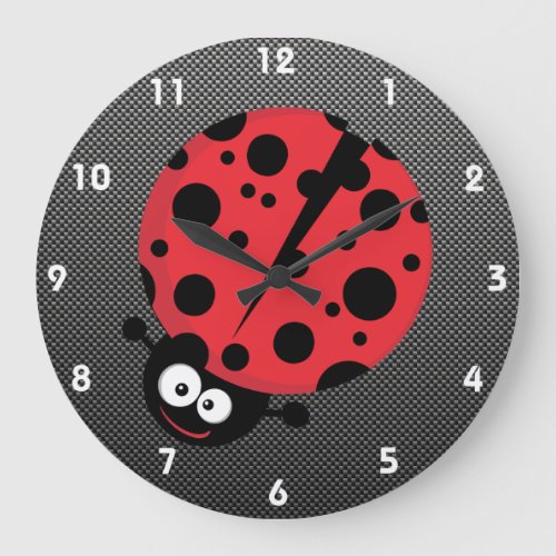 Ladybug Faux Carbon Fiber Large Clock