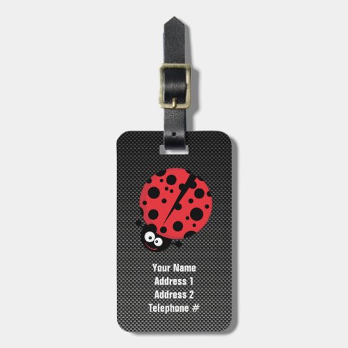Ladybug Faux Carbon Fiber Luggage Tag