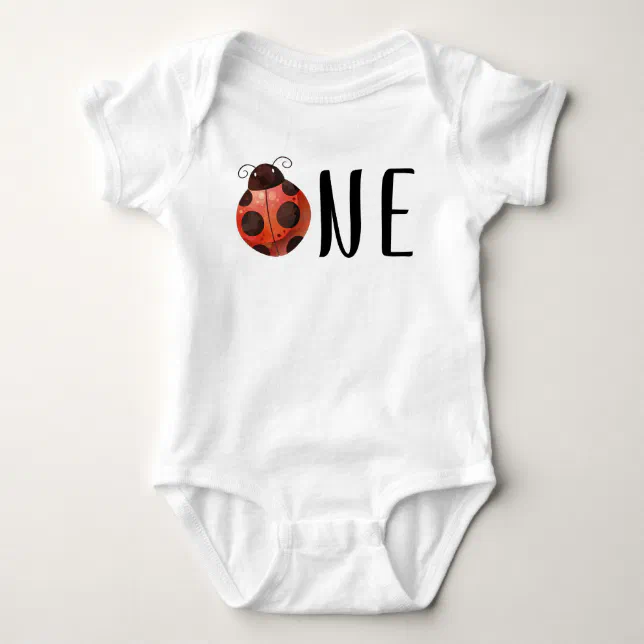 Ladybug First Birthday Baby Shirt - One Year Old, Infant Unisex, Size: Newborn, White