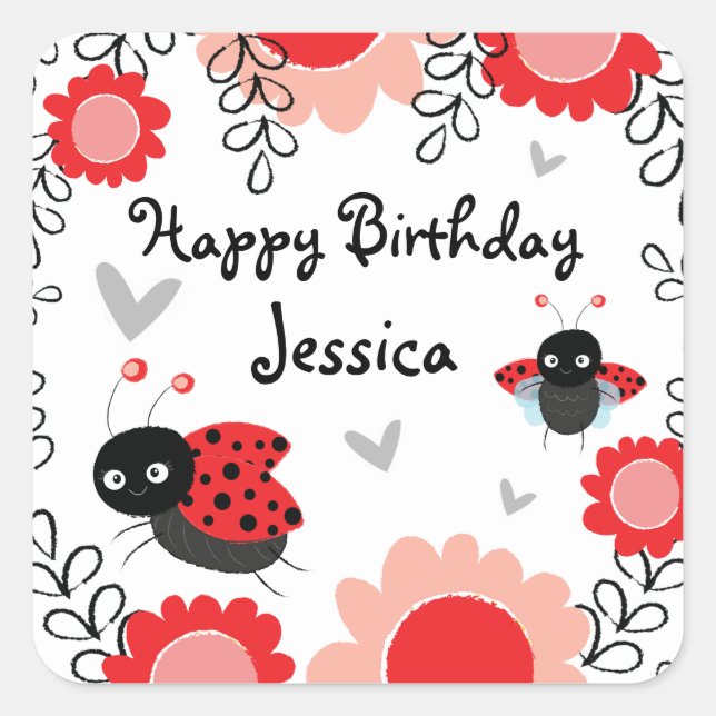 Ladybug First Birthday Party Classic Round Sticker (Front)