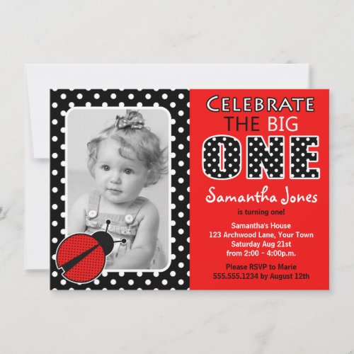 Ladybug First Birthday Party Invitation