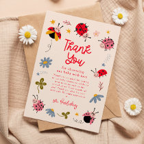 Ladybug Floral Baby Shower Thank You Card
