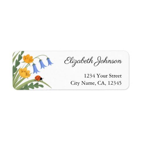 Ladybug Floral Bluebells Return Address Labels