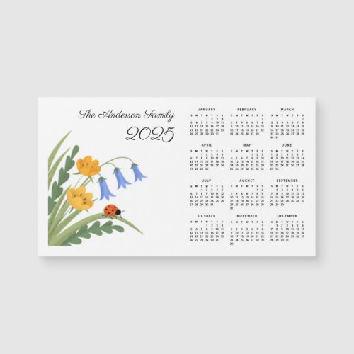 Ladybug Floral Botanical Bluebells Calendar 2025