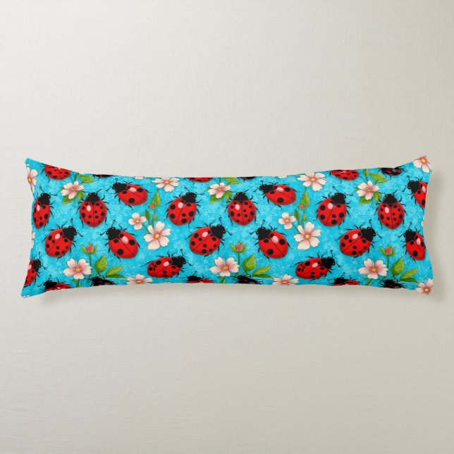 🌸 Ladybug Floral Cozy Home Style 🌸 Body Pillow (Front)