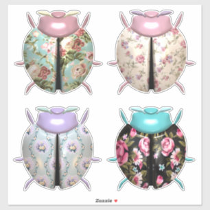 Ladybug floral pattern cute sticker