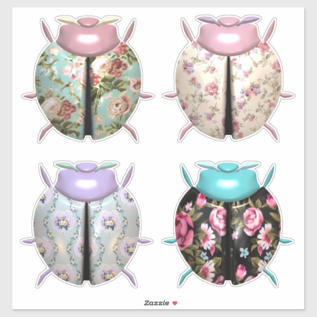 Ladybug floral pattern cute sticker (Sheet)