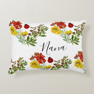 Ladybug Floral Personalized Grandmother Nana Accent Pillow