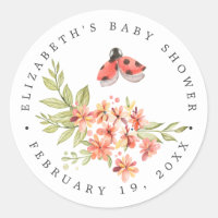 Ladybug Floral | Spring Baby Shower Favor Classic Round Sticker