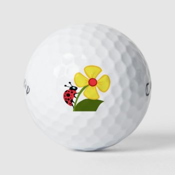 Ladybug Flower   Golf Balls by bonfireanimals at Zazzle