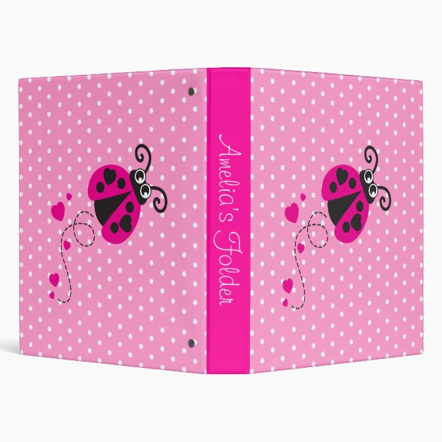 Ladybug flower polka dots pink name folder (Background)