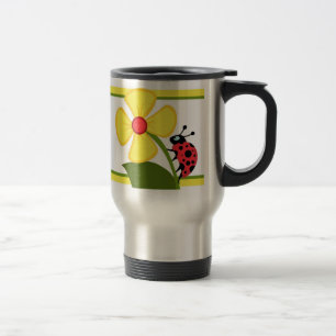 Ladybug Flower Travel Mug