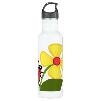 Ladybug Flower Water Bottle by bonfireanimals at Zazzle