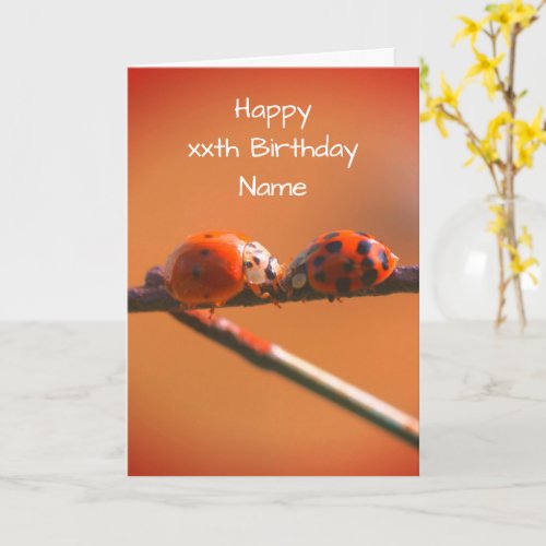 Ladybug Friends Nature Personalized Birthday  Card