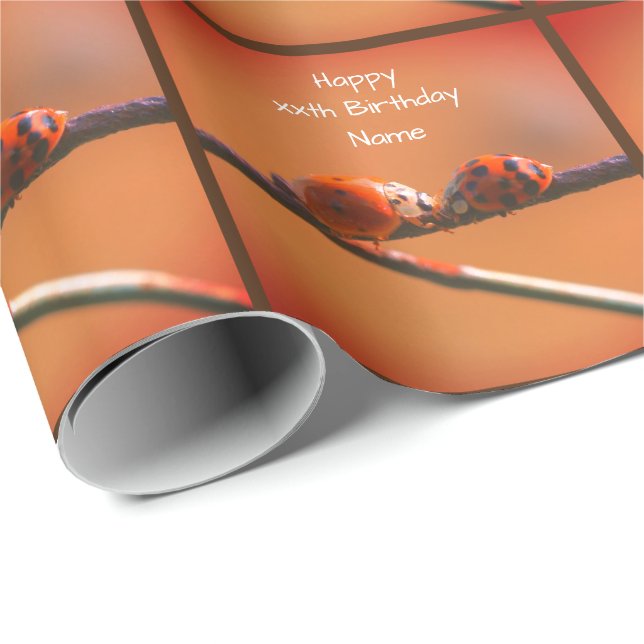 Ladybug Friends Nature Personalized Birthday  Wrapping Paper (Roll Corner)