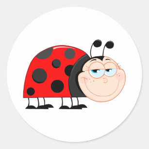 Ladybug Funny  Smile Classic Round Sticker