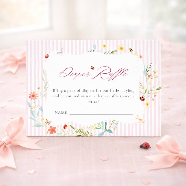 Ladybug Garden Floral Baby Shower Diaper Raffle Enclosure Card (Creator Uploaded)