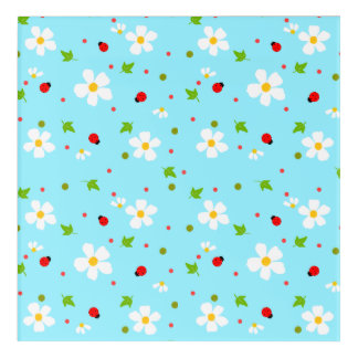 Ladybug Garden Floral Seamless Pattern Acrylic Print