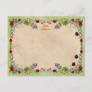 Ladybug Garden Personalized Flat Note Cards