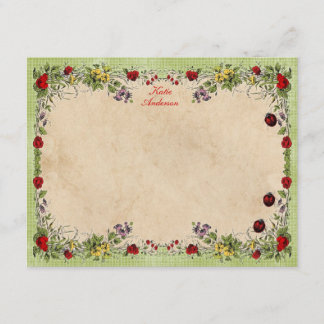 Ladybug Garden Personalized Flat Note Cards