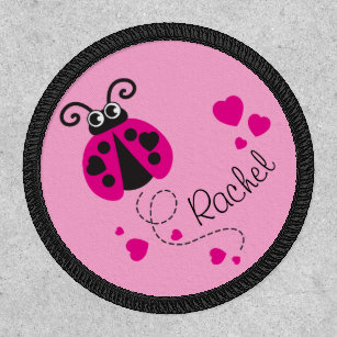 Ladybug girls name pink hearts patch