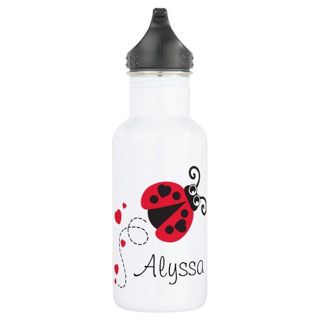 Ladybug girls name red hearts drinks bottle (Right)
