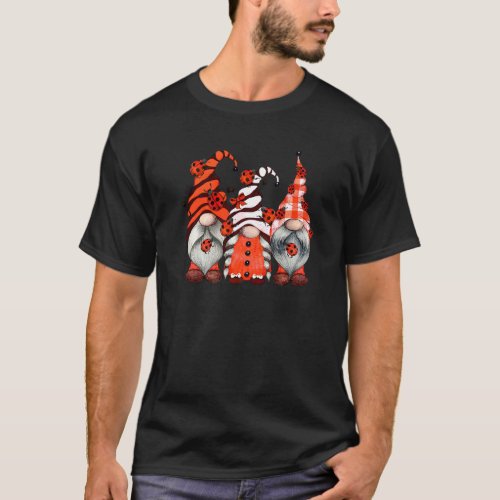 Ladybug Gnomes Tomte Scandinavian Three Garden Gno T-Shirt