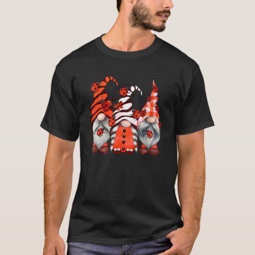 Ladybug Gnomes Tomte Scandinavian Three Garden Gno T-Shirt