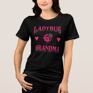 Ladybug Grandma Pink White Grandmother Birthday Tri-Blend Shirt
