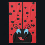 Ladybug Hand Towel<br><div class="desc">This adorable lady bug with cute swirly antenna, big blue eyes and black polka dots on her red wings is licking her smiling lips in eager anticipation of the day.</div>