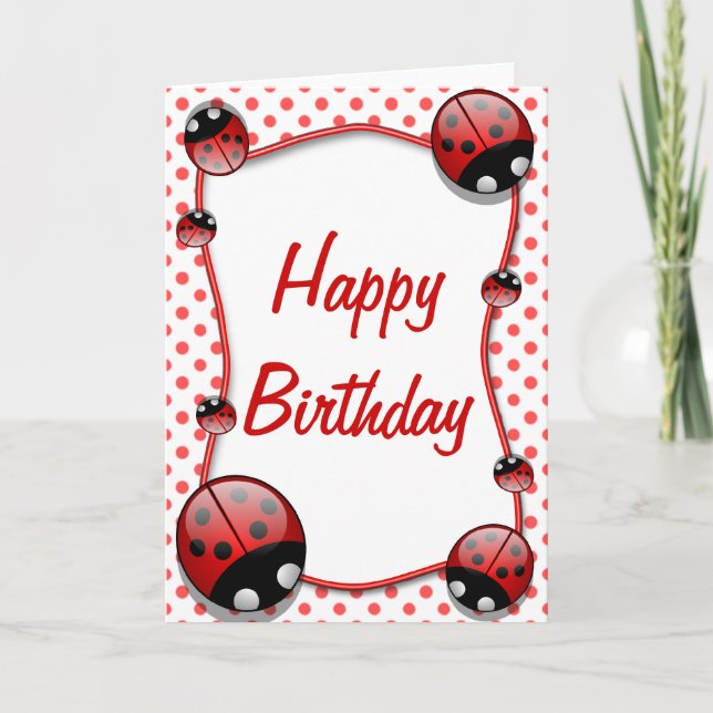 Ladybug Happy Birthday Card (Front)