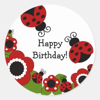 Ladybug Happy Birthday Sticker by celebrateitinvites at Zazzle