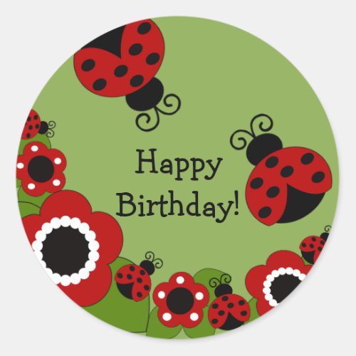 Ladybug Happy Birthday Sticker