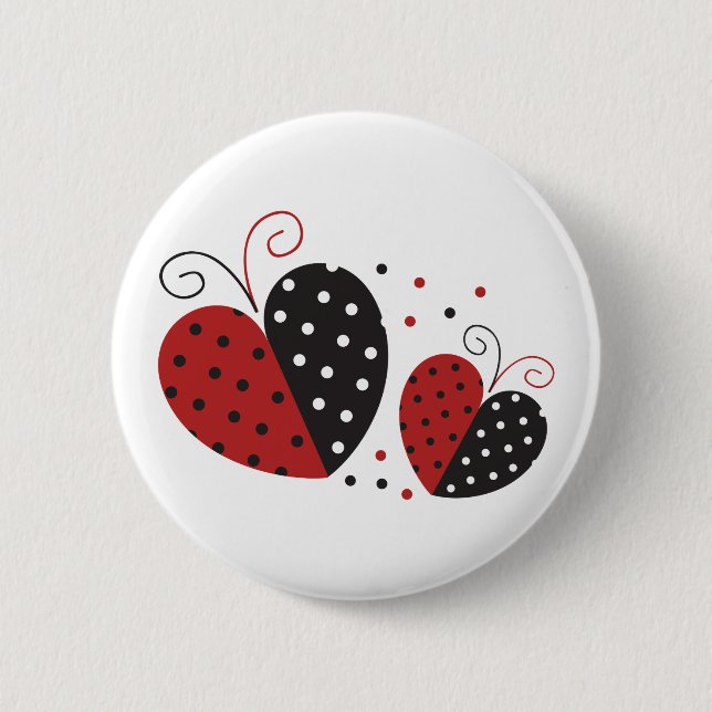 Ladybug Heart cute Button (Front)