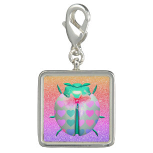 Ladybug heart cute glitter gradient pink purple charm